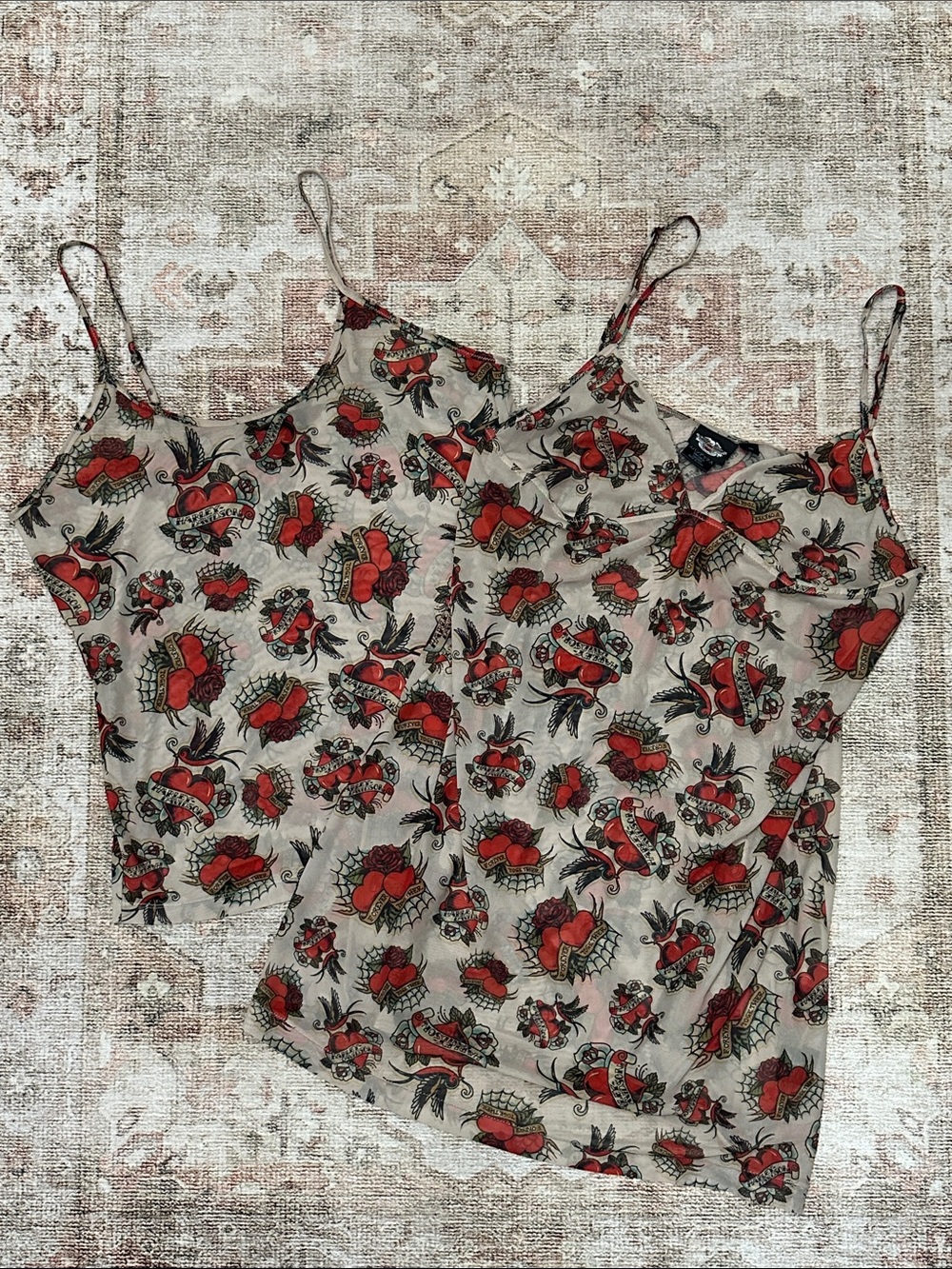 Woman’s Size XL Harley Davidson Sheer Tattoo Tank Top And Lingerie Dress Bundle